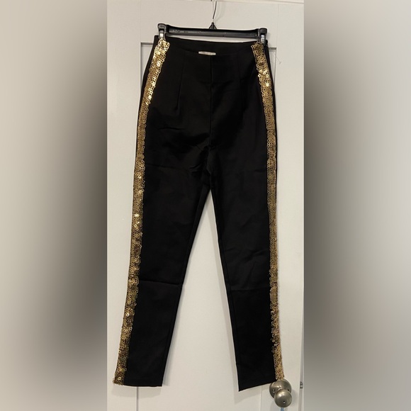 NWT black pants w/ gold sequins, by Jenn, size S. Perfect for the holidays! - Picture 1 of 8